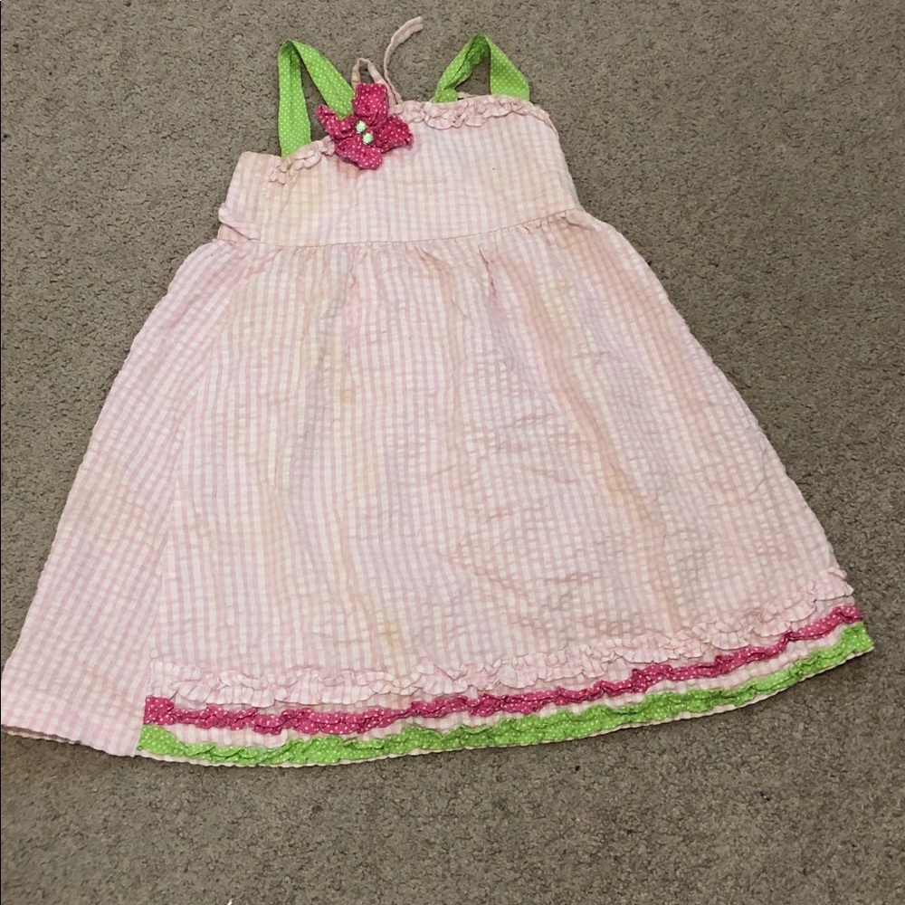 Pink white seersucker dress